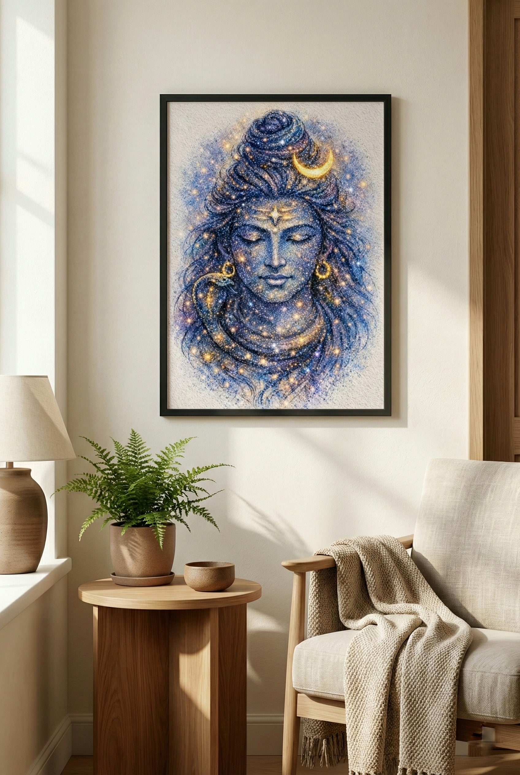 Chandrashekhara – Premium Framed Cosmic Watercolor Poster