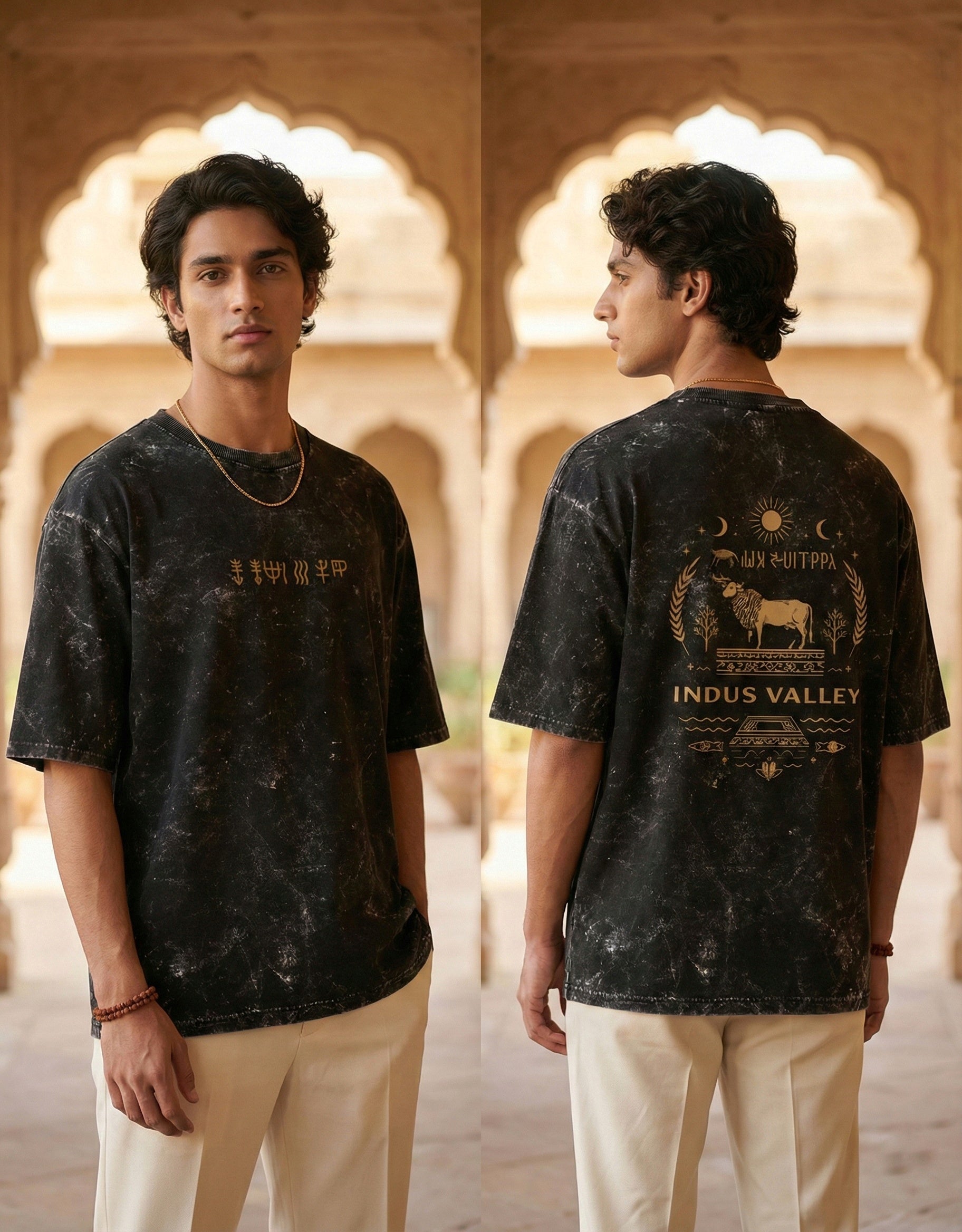Indus Valley - Pure Cotton Textured Oversized T-Shirt