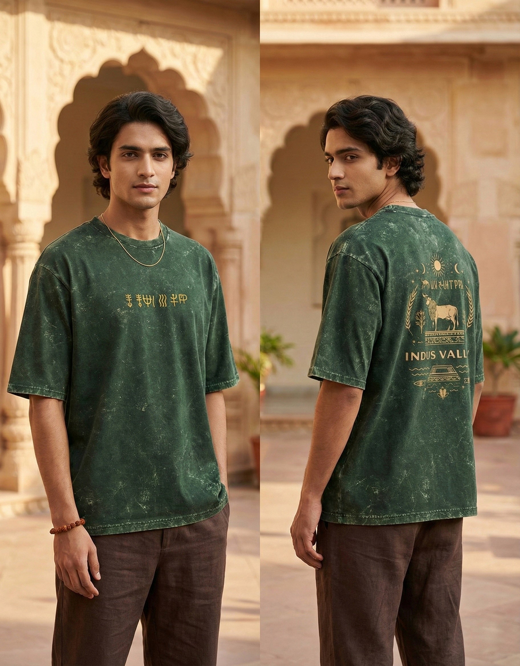 Indus Valley - Pure Cotton Textured Oversized T-Shirt