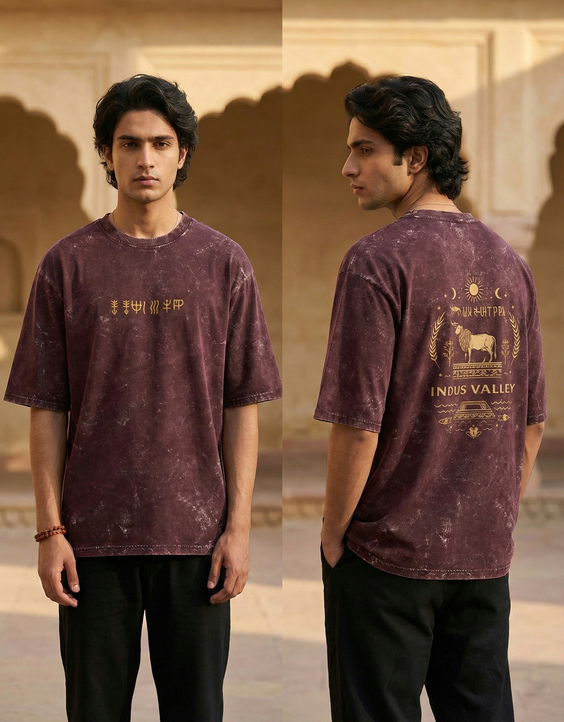 Indus Valley - Pure Cotton Textured Oversized T-Shirt