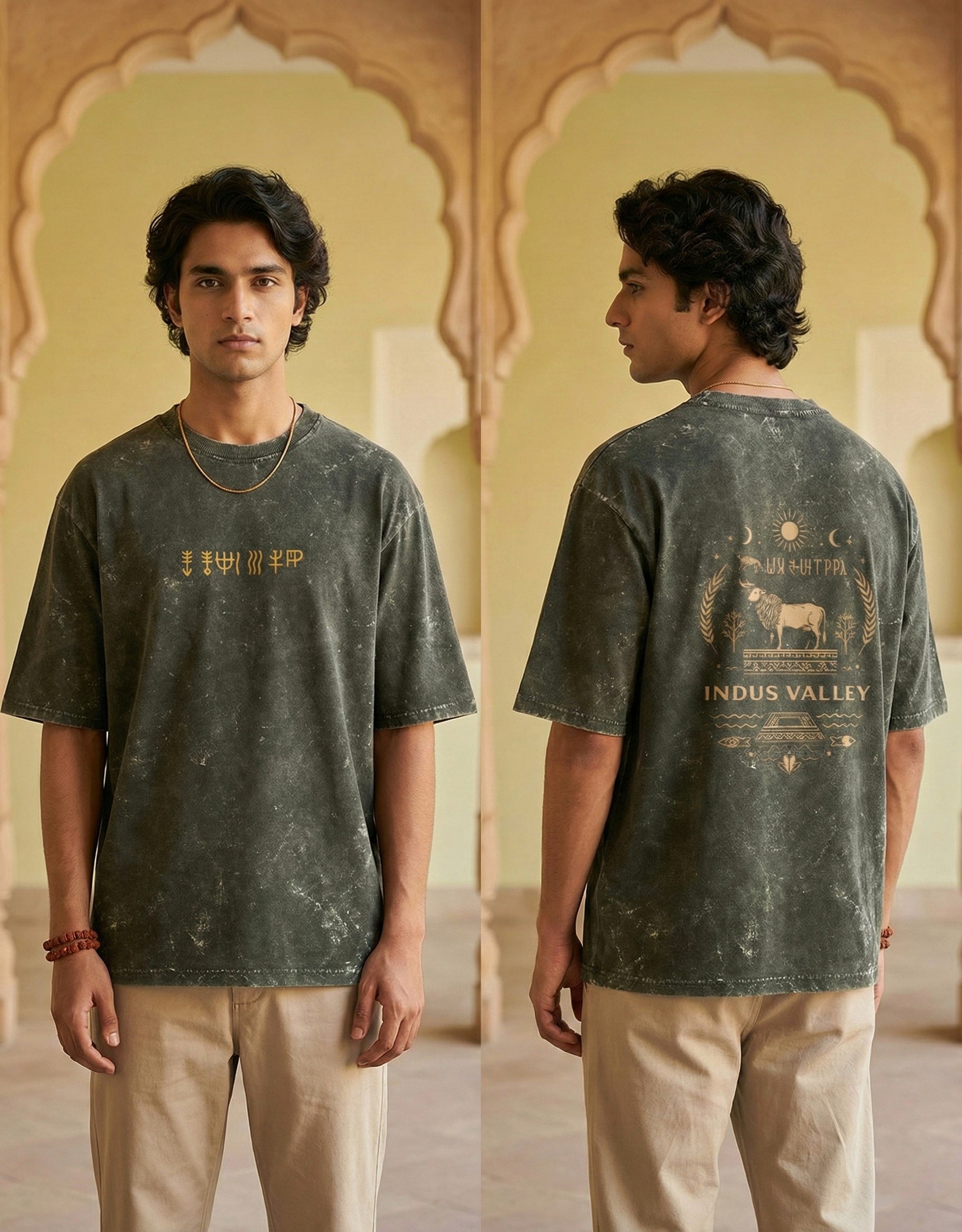 Indus Valley - Pure Cotton Textured Oversized T-Shirt