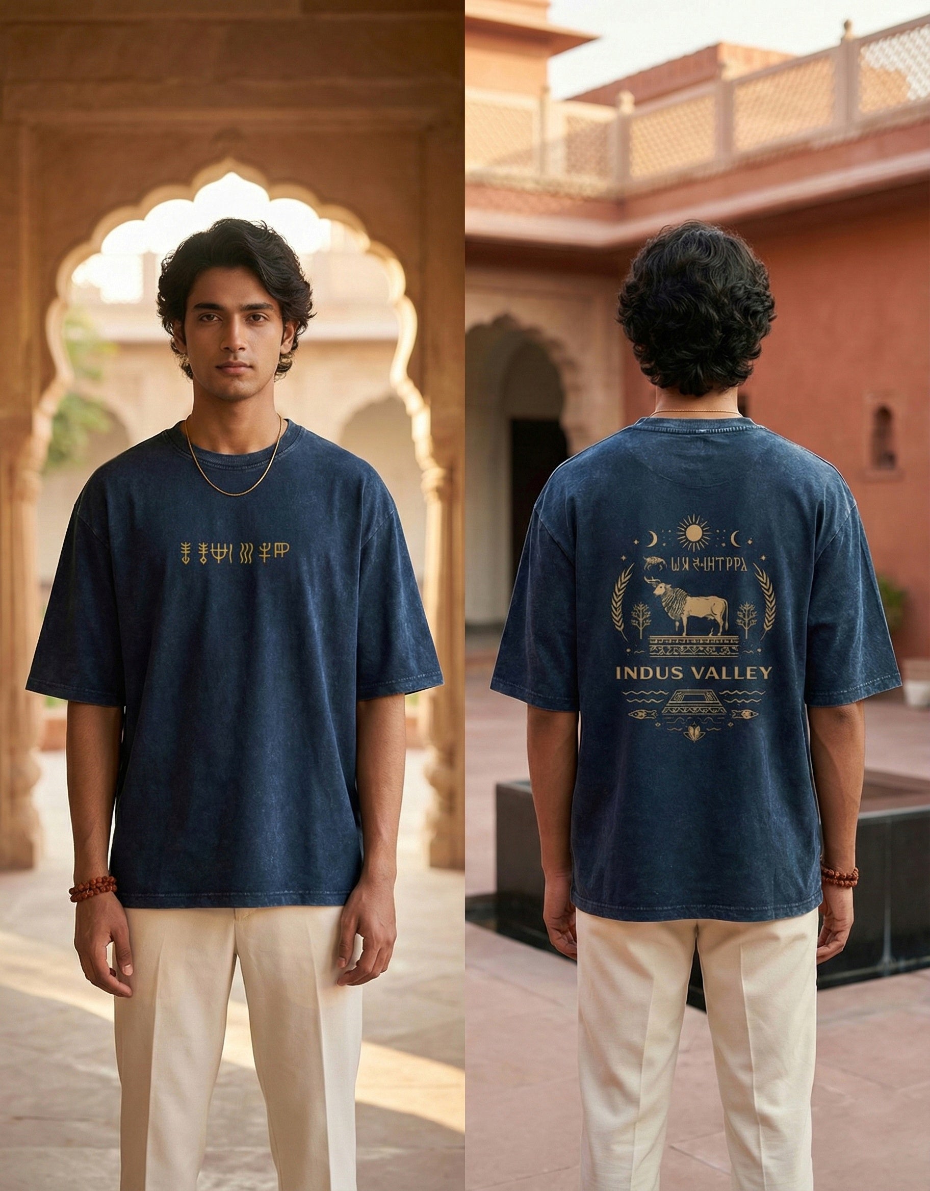Indus Valley - Pure Cotton Textured Oversized T-Shirt