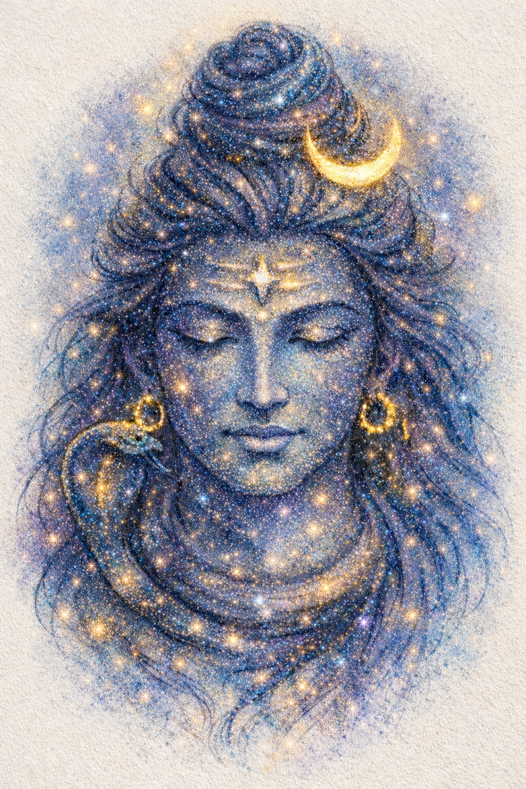 Chandrashekhara – Premium Framed Cosmic Watercolor Poster