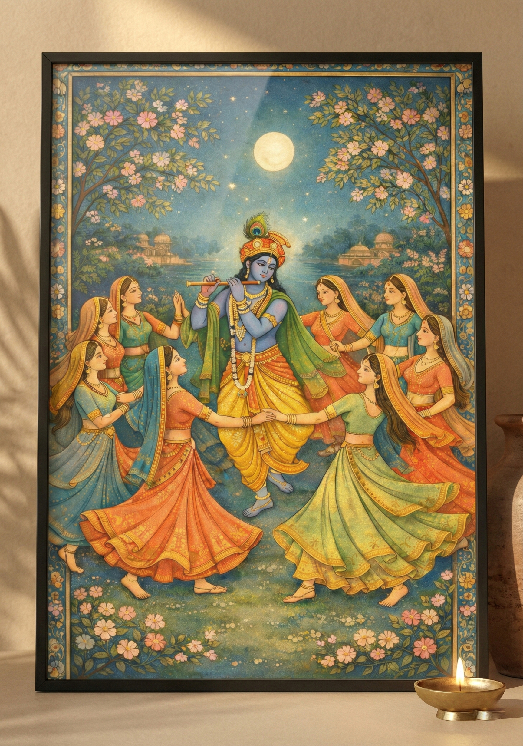 Raasleela - Lord Krishna Ethnic Art (Multiple Sizes)