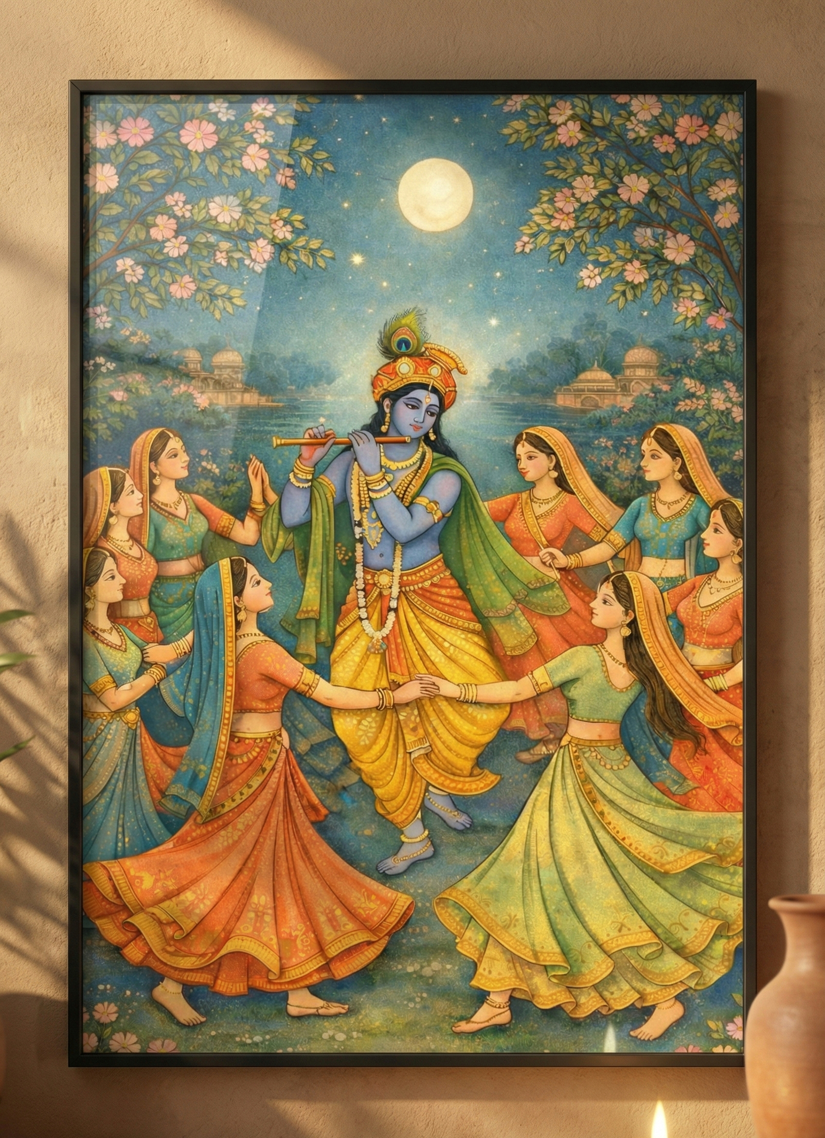 Raasleela - Lord Krishna Ethnic Art (Multiple Sizes)