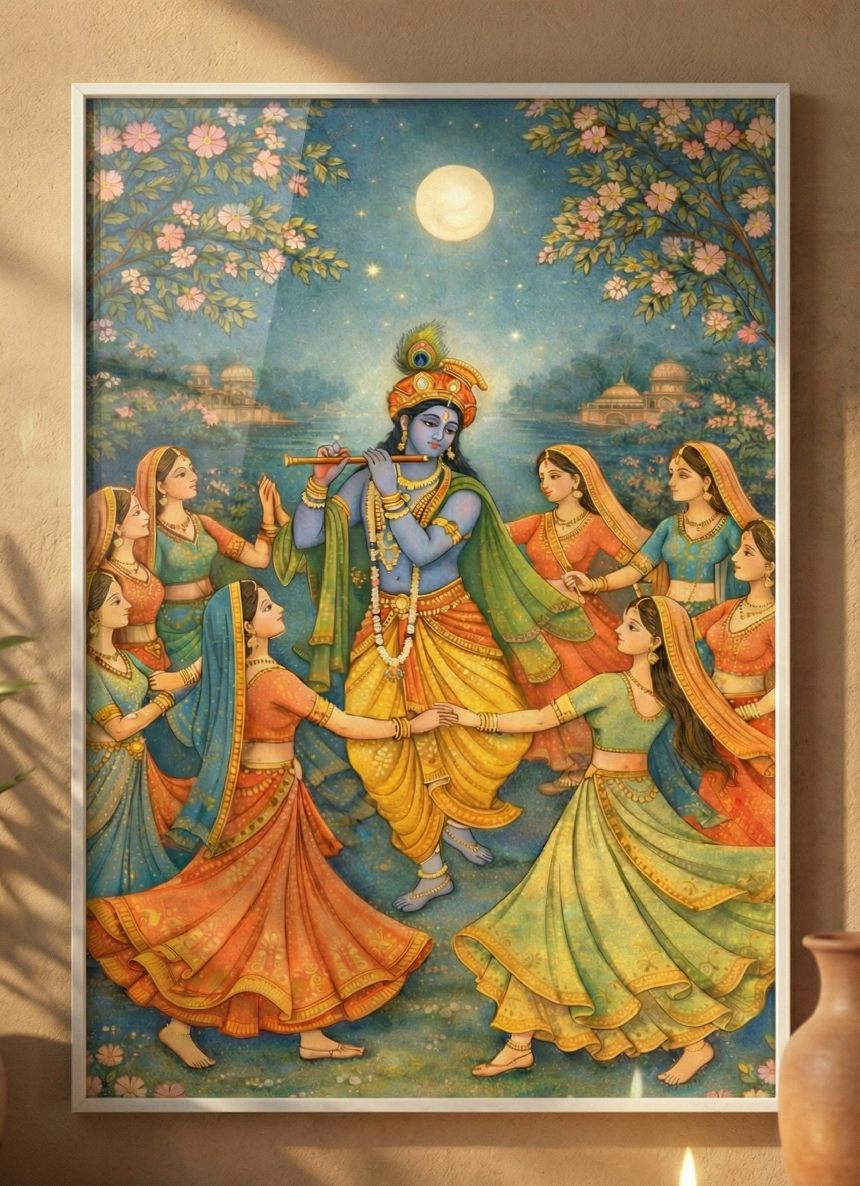 Raasleela - Lord Krishna Ethnic Art (Multiple Sizes)