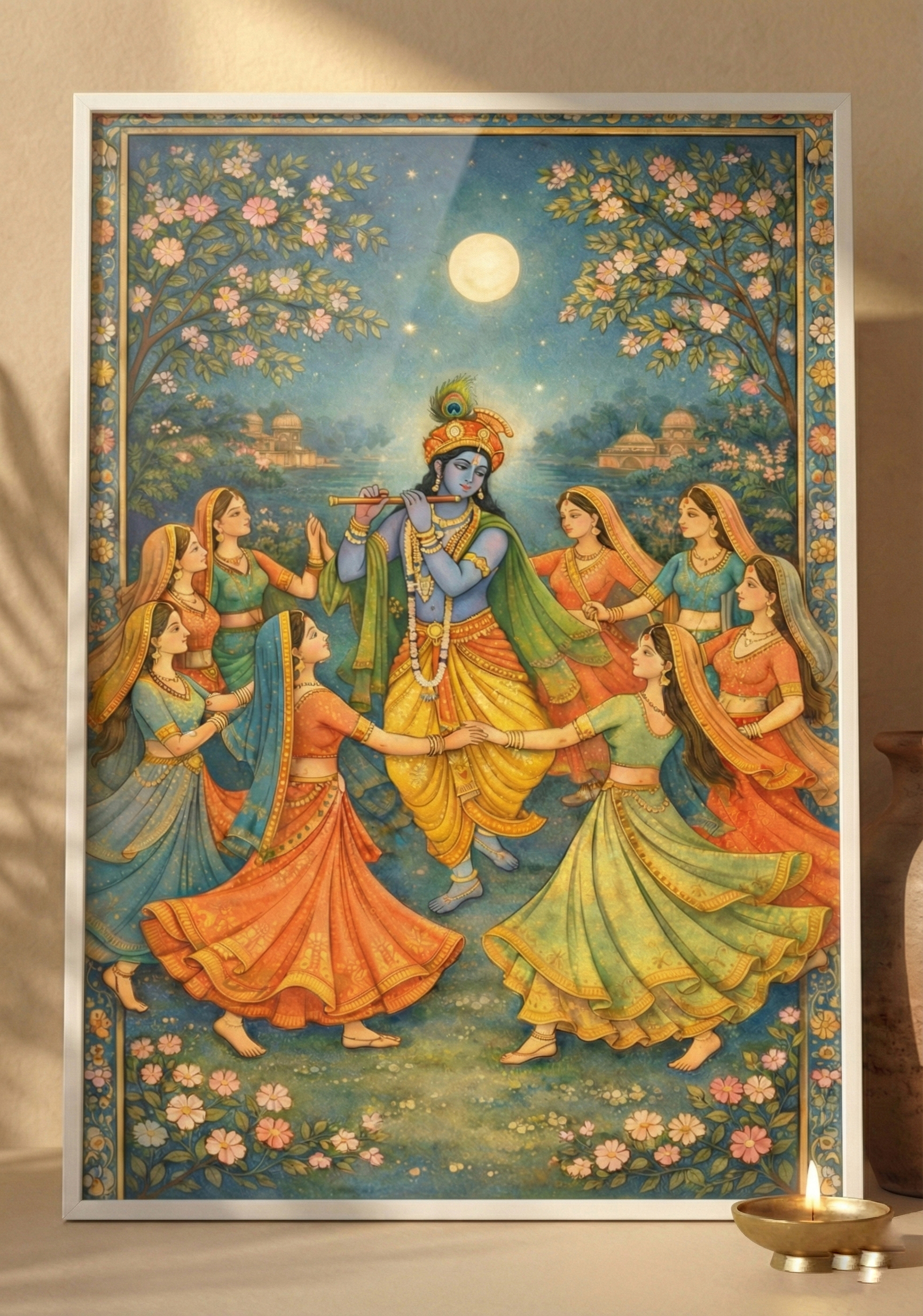 Raasleela - Lord Krishna Ethnic Art (Multiple Sizes)